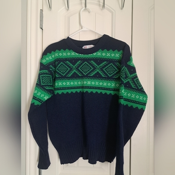 VTG A.N.F. Always NATURAL Fibers 100% wool knit sweater made USA coastal unisex - Picture 3 of 7